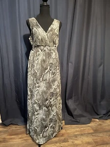Maxi Vestido Chaudry KC Cintura Elástica Sin Mangas Estampado Piel de Serpiente Talla L - Imagen 1 de 6