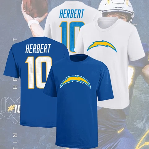 SALE!! Los Angeles Chargers Justin Herbert Player Name & Number T-Shirt S-5XL Cover