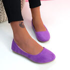 WOMENS SLIP ON SUEDE BALLERINAS LADIES FLAT DOLLY SHOES CLOSED TOE WOMEN SHOES