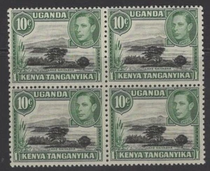 KENYA, UGANDA & TANGANYIKA SG135/a 1949 10c "MOUNTAIN RETOUCH" IN MNH BLOCK OF 4 - Picture 1 of 1