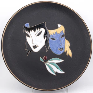 27,5 cm ø - Vintage Ruscha hecho a mano "máscara" plato de pared de cerámica derecha 717/2 - Imagen 1 de 5