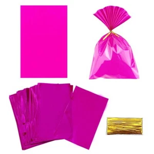 100 PCS Pink Cellophane Bags 6x9 Gift Bags Valentines Cellophane Bags Gift Ba... - Picture 1 of 5