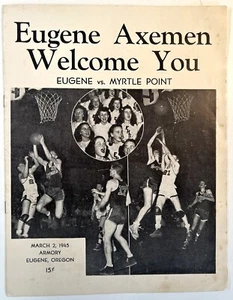 EUGENE vs MYRTLE POINT HIGH SCHOOL 1945 NEAR-MINT BASKETBALL PROGRAMM * OREGON - Bild 1 von 2