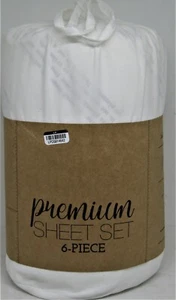 King Size 6 pc 100% Micro fiber sheet set, White. - Picture 1 of 3