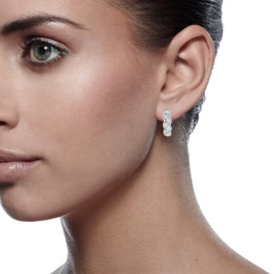 Ювелирные изделия белое золото заполненное Infinity узел маленький обруч бриллианты серьги 187-72 - Изображение 1 из 4