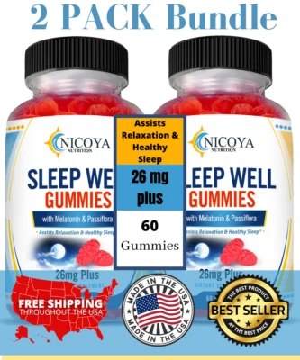 Natural Sleep Well Gummies-褪黑激素睡眠辅助剂适用于全家人 26 MG+ 2PK — 第 1/4 张图片