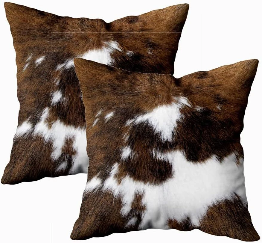 2 Packs Hidden Zippered Pillowcase Christmas Cowhide Acce Multi 18x18 Set of