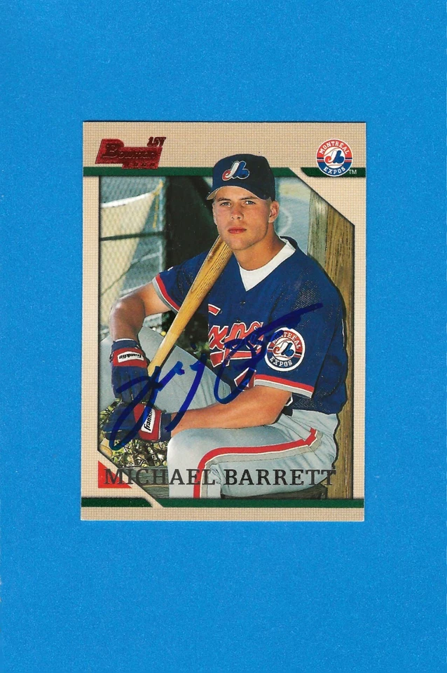 1996 Bowman Michael Barrett RC Monteal Expos Auto On Card Signed Autographed - Image 1 of 1