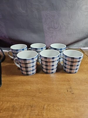Blue And White With Pink Flowers Coffee Cups Set Of 6 - Image 1 of 3