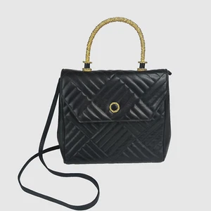 Vintage Jay Herbert New York I. Magnin Quilted Black Purse Gold handle - Picture 1 of 24