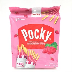 Glico Pocky Strawberry Cream Covered Biscuit Sticks 9 Packs 108g - Picture 1 of 3