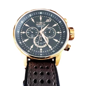 Invicta Men's Watch S1 Rally White and Gold Tone Dial Brown Leather Strap 16011 - Picture 1 of 10