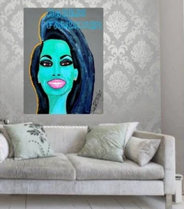 POP ART HARRIS FAULKNER Upcycled CB 21 X 16 PAINTING SWARTZMILLER DNA signed new - Picture 1 of 24