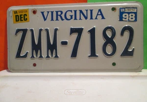 VINTAGE 1998 U S VIRGINIA LICENSE PLATE WITH STICKERS ZMM 7182 MOR PLATES LISTED - Picture 1 of 1