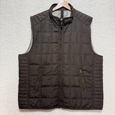 Johnston & Murphy Acolchado Para Hombres XL Marrón Chaleco Forrado Cremallera Completa Cabincore Foto 1 de 4