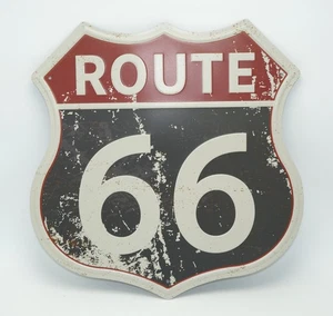 Route 66 Metal Sign Retro Vintage Look 12" x 12" Tin Wall Decor for Home Garage - Picture 1 of 3