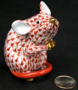 Vintage signierte Herend Rost Netz Maus Figur - Bild 1 von 5