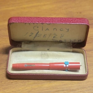 Antiker Füllfederhalter Pumpe Zelluloid Anhänger Bakelit Halskette 20er Jahre - Bild 1 von 8