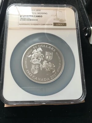 2007 QEII; 60th Wedding Anniv. ( 5.026 Tr oz ag) 99.99 $50*NGC*PF-69 UC - Image 1 of 4