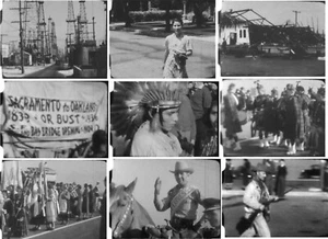 Desfile de apertura del puente de la bahía de Oakland 1936 8 mm película casera indios antes de la Segunda Guerra Mundial Hawai antiguo - Imagen 1 de 7