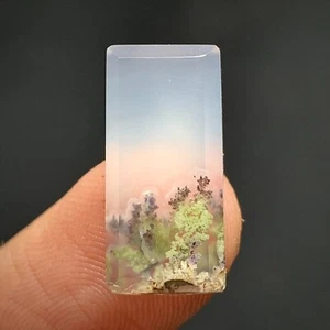 Tiny Scenic Moss Agate Cabochon 17.5x8x4.2mm High Quality 8 ct - Picture 1 of 6