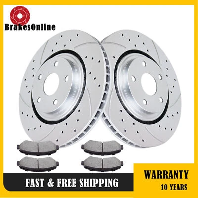 302mm Front Brake Rotors Pads fit for Chrysler Town & Country Slotted Drilled - Image 1 of 4