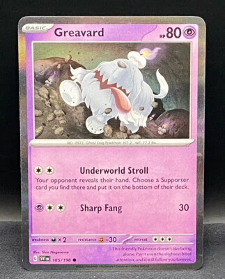 Pokemon GREAVARD 105/198 Scarlet & Violet HOLO - Image 1 of 2