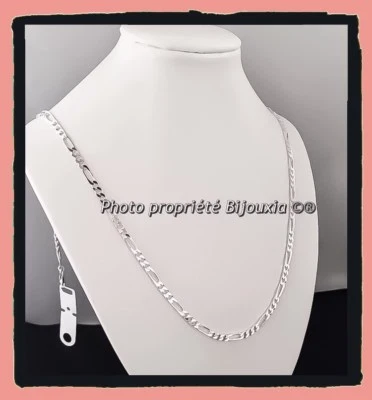 Catena Maglia Figaro Lucidata 50cm X 3,5 MM Argento Massiccio Rodio Alta Qualità - Immagine 1 di 4