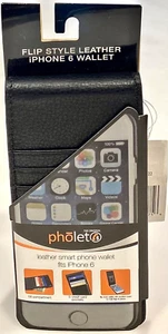 The Original Pholet Black Flip Style Leather iPhone 6 Wallet ID Cash & Card Case - Picture 1 of 7