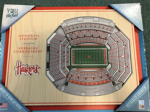 Nebraska Cornhuskers 3D Memorial Stadium Wooden Replica Stadium Ready To Hang Cover