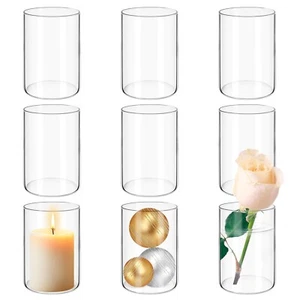 9 Pack Glass Cylinder Vases 6 Inch Tall Clear Flower Vases for Centerpieces, ... - Picture 1 of 7