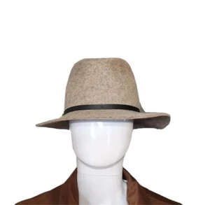 Banana Republic 100% Wool Neutral Taupe Fedora Boho Hat Black Band Sz M/L NWD - Picture 1 of 24