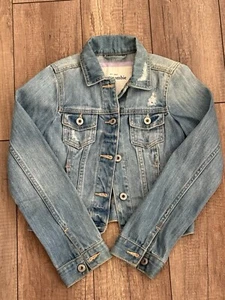 Abercrombie Kids Girl's Distressed Medium Light Wash Jean Jacket - Size M/12 EUC - Picture 1 of 10