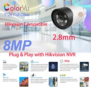 Cámara IP ColorVu compatible con HIK a todo color 4K 8MP POE detección de movimiento EE. UU. - Imagen 1 de 12