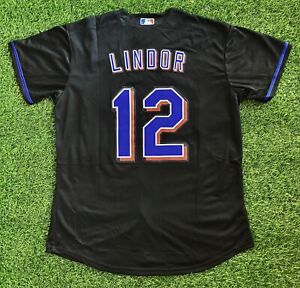 New York Mets Francisco Lindor Baseball Jersey #12 Mens Black Brand New 2023