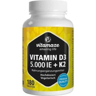 VITAMAZE GMBH VITAMIN D3 K2 5000 I.E./100 µg hochdosiert Tabl. 180 ST PZN 18662440