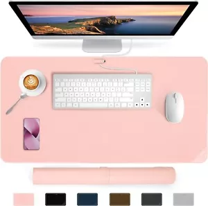 Desk Mat Waterproof Desk Pad Premium PU Leather Colour Pastel Pink 80 x 40 - Picture 1 of 12