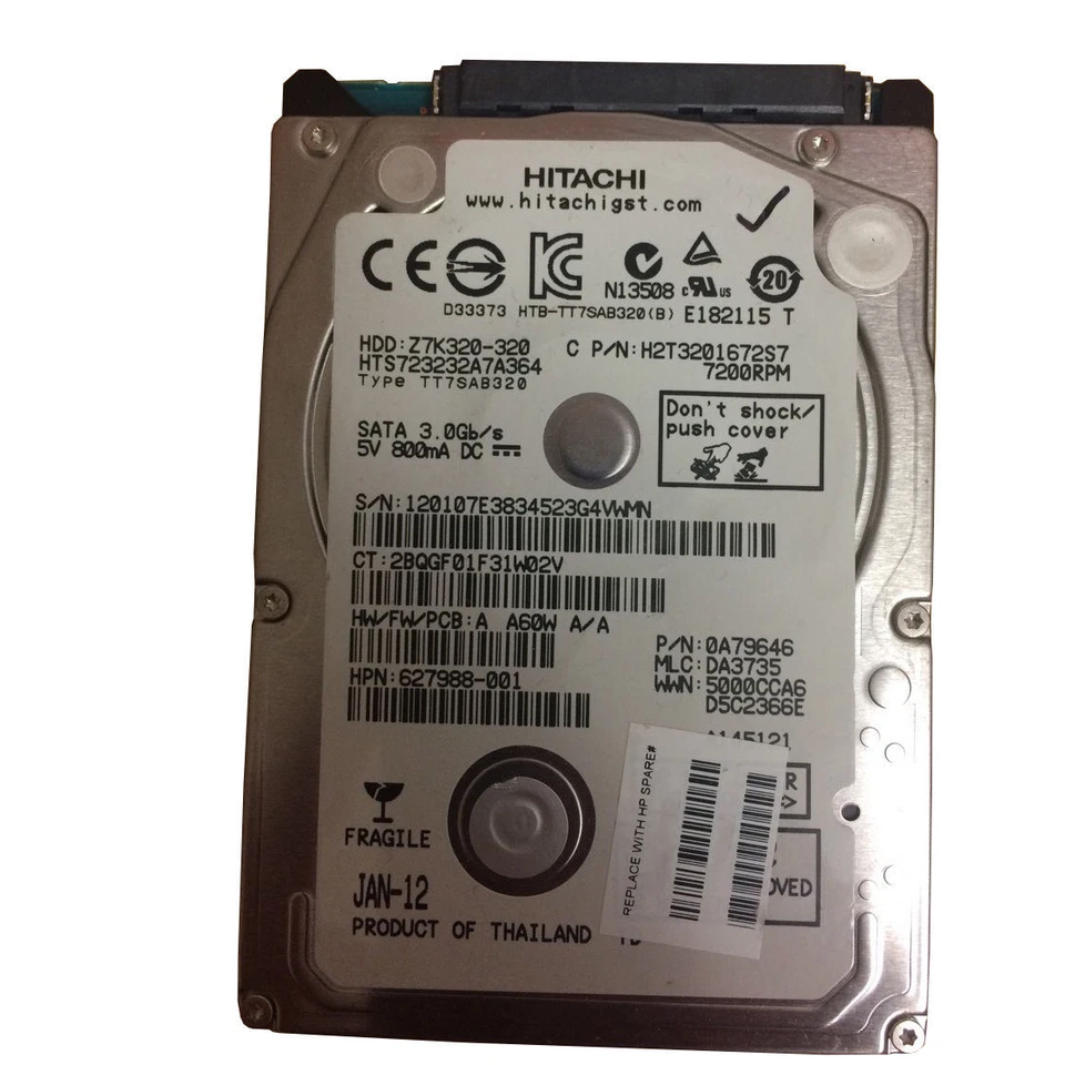 Hitachi 320 GB 7200RPM 16MB Cache SATA 3.0Gb/s 2.5" Internal Notebook Hard Drive - Image 1 of 1