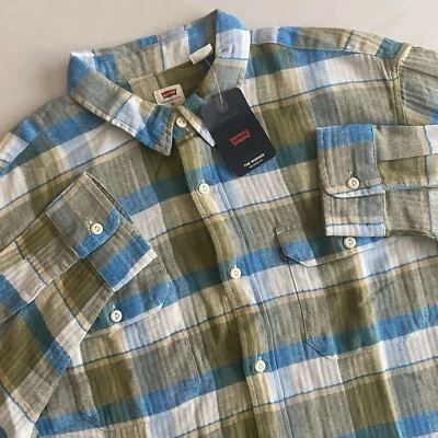 Camisa Levis The Worker Para Hombres XL Relajada a Cuadros Utilidad Vaquero Cáñamo Abotonada Foto 1 de 4