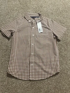 NWT Janie and Jack Brown Checked short sleeve button down size 5 - Picture 1 of 3
