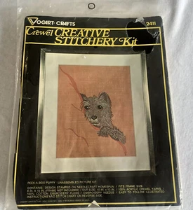 Vintage Crewel Vogart Peek A Boo Puppy Stitchery Kit 2411 Made in USA  - Picture 1 of 5