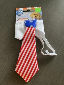 CORBATA patriótica PET SHOP 4 de JULIO Rojo-Blanco-Azul Estrellas y Rayas Cachorro/Perro M/L - Imagen 1 de 2