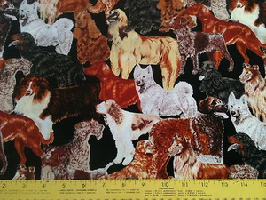 Shamash & Sons Cotton Fabric Rust Dogs #2584 cotton fabric 1 Yard 10 Inches - Picture 1 of 1