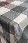 LARGE GINGHAM CHECK CREAM GOLD CHARCOAL PVC PLASTIC VINYL TABLE CLOTH LINEN LOOK