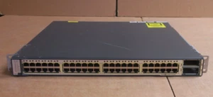 Cisco WS-C3750E-48TD-S 48x Gigabit Etherent RJ45 +2x 10GbE X2 Port 1U Switch - Picture 1 of 5