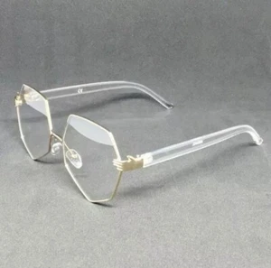 CLASSIC VINTAGE RETRO Style Clear Lens EYE GLASSES Unique Gold Transparent Frame - Picture 1 of 3