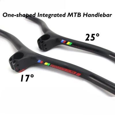 60*740mm Integrated Carbon Handlebar with Stem Mountain Bike -8 -17 -25 Degree - Image 1 of 4