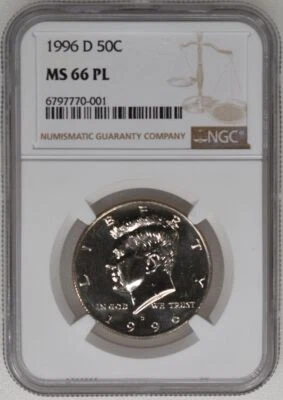 1996 D Kennedy Half Dollar NGC MS 66 PL Top Pop - Image 1 of 3