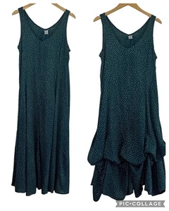 Just Jill Maxi Dress Adjustable Balloon Hem Blue Polka Dot Sleeveless Sz MD Boho - Picture 1 of 12