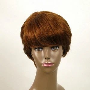 perruque AFRO femme 100% cheveux naturel châtain clair cuivré ref WHIT 05/30 - Picture 1 of 9
